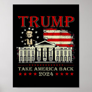 Donald Trump 2024 neemt de Amerikaanse vlag van Am Poster