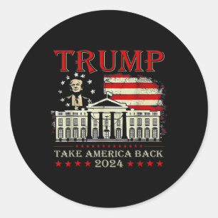 Donald Trump 2024 neemt de Amerikaanse vlag van Am Ronde Sticker