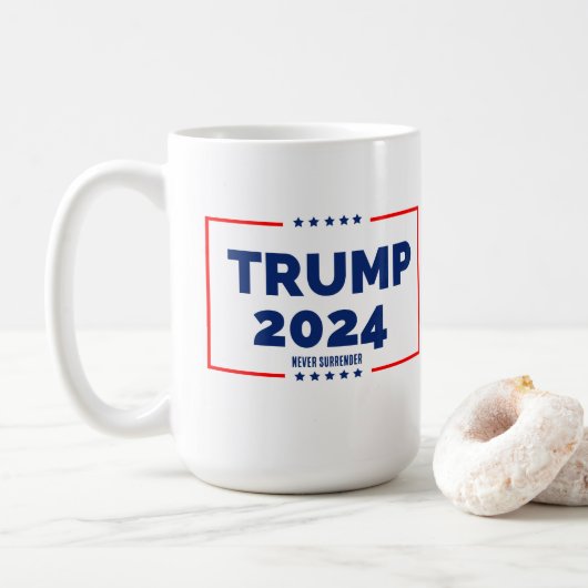 Donald Trump 2024 nooit overgeven Koffiemok (Met donut)