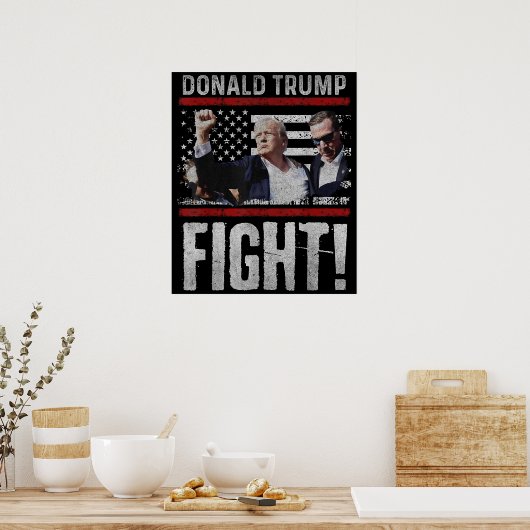 Donald Trump 2024 overleefde schot op verkiezingsb Poster (Keuken)