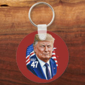 Donald Trump 2024 Presidential 47 Winnaar Sleutelhanger (Voorkant)