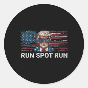 Donald Trump 2024 Run Spot Run Grappige Republikei Ronde Sticker