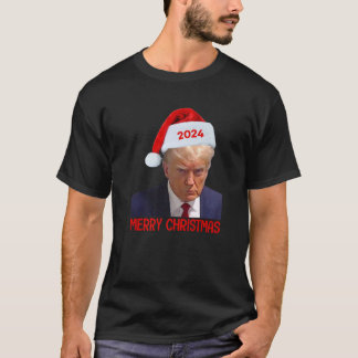 Donald Trump 2024 Santa Hat Vrolijke Kerst Mannen  T-shirt