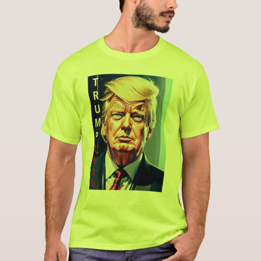 DONALD TRUMP 2024 T-SHIRT - SAFETY GREEN (Voorkant)