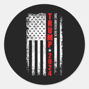 Donald Trump 2024 Take America Back American Flag Ronde Sticker