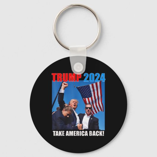 Donald Trump 2024 Take America Back American Flag Sleutelhanger (Voorkant)