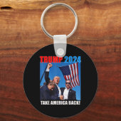 Donald Trump 2024 Take America Back American Flag Sleutelhanger (Voorkant)