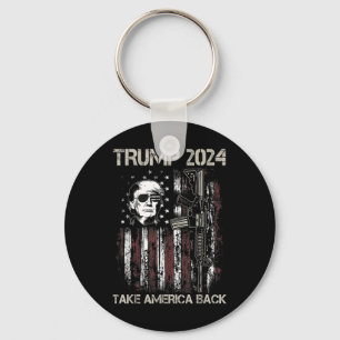 Donald Trump 2024 Take America Back USA Flag Pisto Sleutelhanger