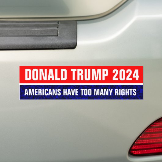 Donald Trump 2024: Te veel rechten Bumpersticker (Op auto)