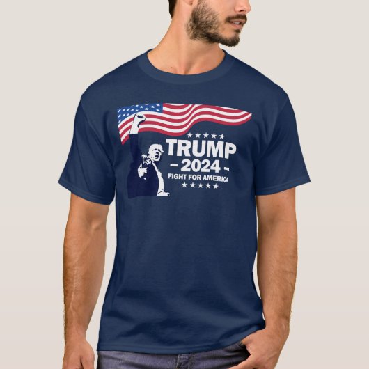 Donald Trump 2024 Vecht voor Amerika T-shirt (Voorkant)