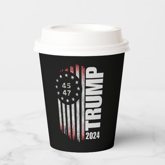 Donald Trump 2024 Verkiezingsstem 45 47 Amerikaans Papieren Bekers (Voorkant)
