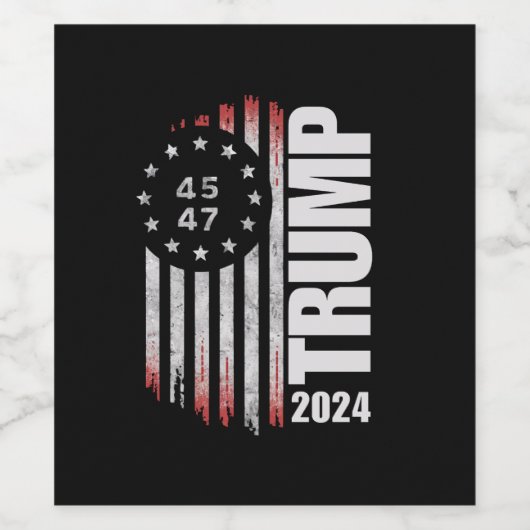 Donald Trump 2024 Verkiezingsstem 45 47 Amerikaans Wijn Etiket (Enkel label)