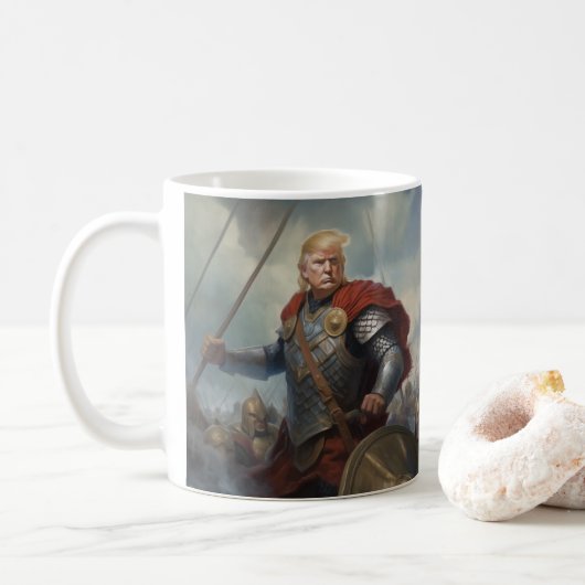 Donald Trump 2024 Viking Warrior Hero Funny AI Koffiemok (Met donut)