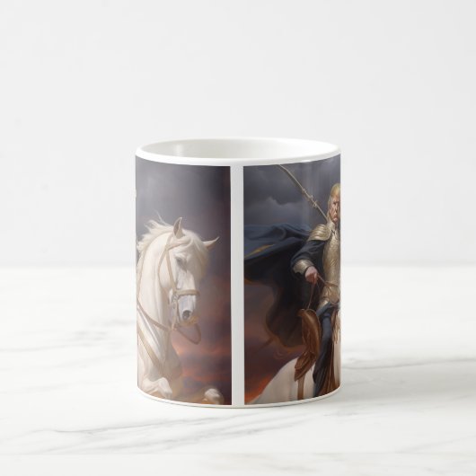 Donald Trump 2024 White Horse Knight Hero Funny AI Koffiemok (Center)