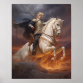 Donald Trump 2024 White Horse Knight Hero Funny AI Poster (Voorkant)