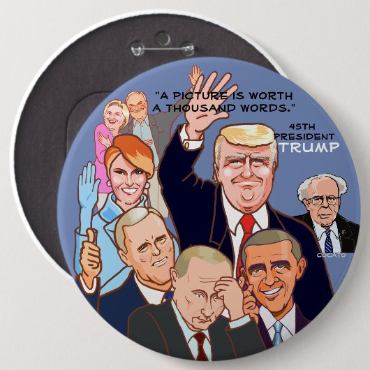 Donald Trump-45th President of the USA. Ronde Button 6,0 Cm (Voorkant /achterkant)