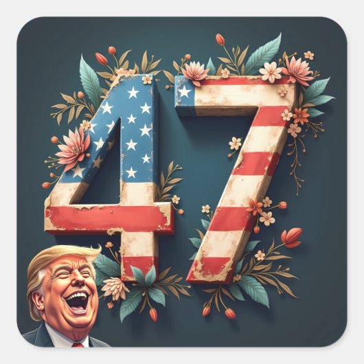 Donald Trump 47 Vierkante Sticker (Voorkant)