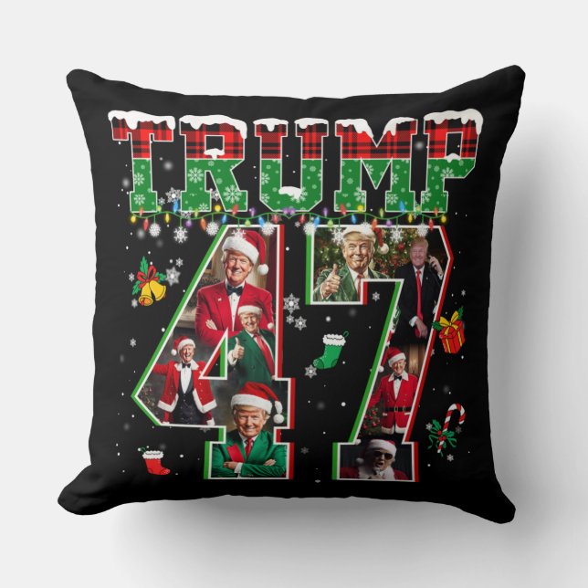 Donald Trump 47e President 2024 Kerstman Kussen (Voorkant)
