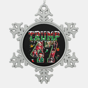 Donald Trump 47e President 2024 Kerstman Tin Sneeuwvlok Ornament