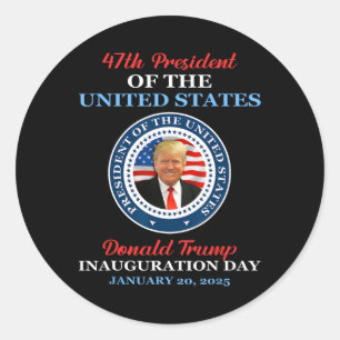 Donald Trump 47e President 2025 Inauguratie Vereni Ronde Sticker