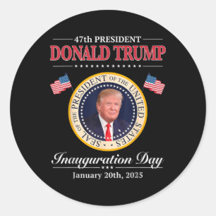 Donald Trump 47e President Inauguratie 2025 Supp Ronde Sticker