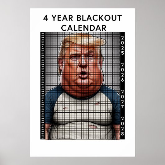 DONALD TRUMP 4 JAAR BLACKOUT KALENDER HUMOR POSTER (Voorkant)