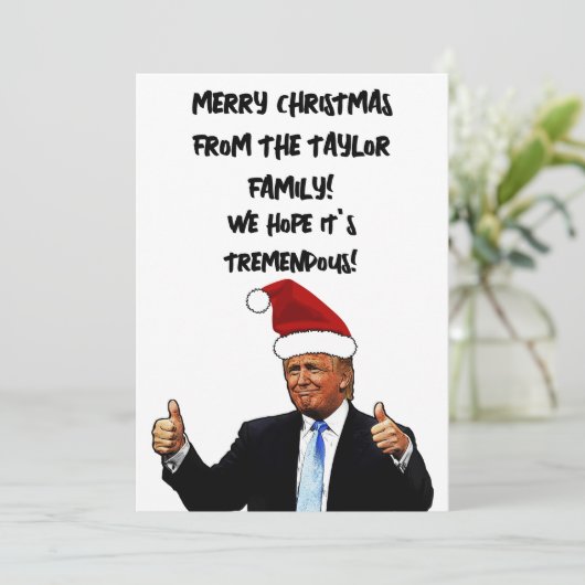 DONALD TRUMP Aangepaste Kerstkaart Plat Vakanties (Staand voorkant)