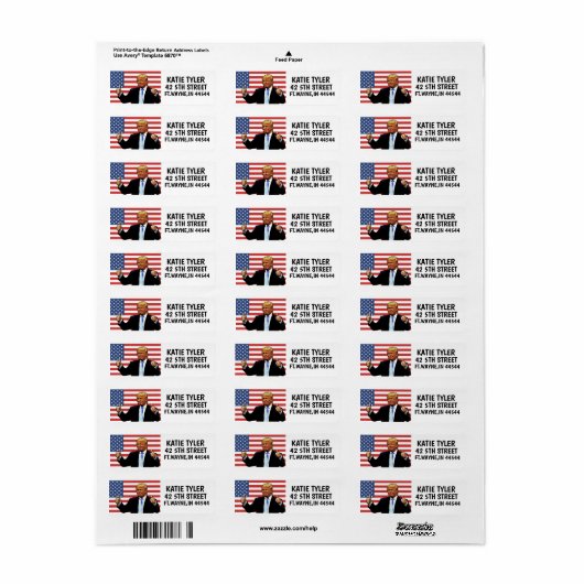 DONALD TRUMP Aangepaste Retour Adreslabels Etiket (Full Sheet)