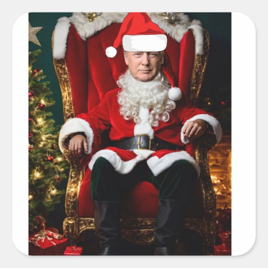 DONALD TRUMP ALS KERSTMAN Funny Vierkante Sticker (Voorkant)