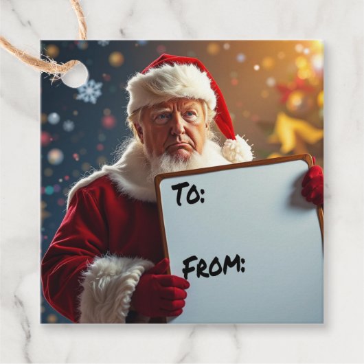 Donald Trump als kerstman voor kerst Bedankjes Labels (Voorkant)