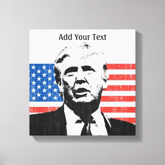 Donald Trump American Flag Custom Text Canvas Afdruk (Voorkant)