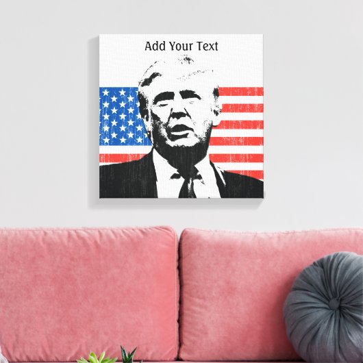 Donald Trump American Flag Custom Text Canvas Afdruk (Insitu (Woonkamer))