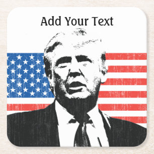 Donald Trump American Flag Custom Text Kartonnen Onderzetters