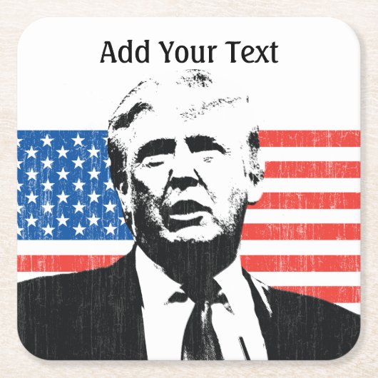 Donald Trump American Flag Custom Text Kartonnen Onderzetters (Voorkant)