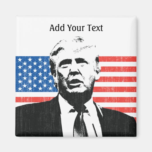 Donald Trump American Flag Custom Text Magneet (Voorkant)