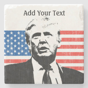 Donald Trump American Flag Custom Text Stenen Onderzetter