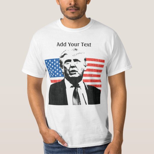 Donald Trump American Flag Custom Text T-shirt (Voorkant)
