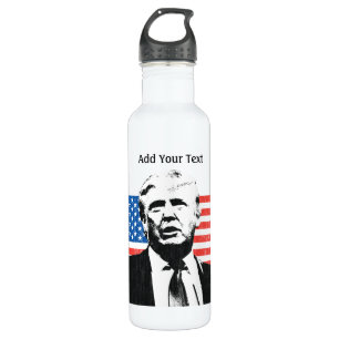 Donald Trump American Flag Custom Text Waterfles