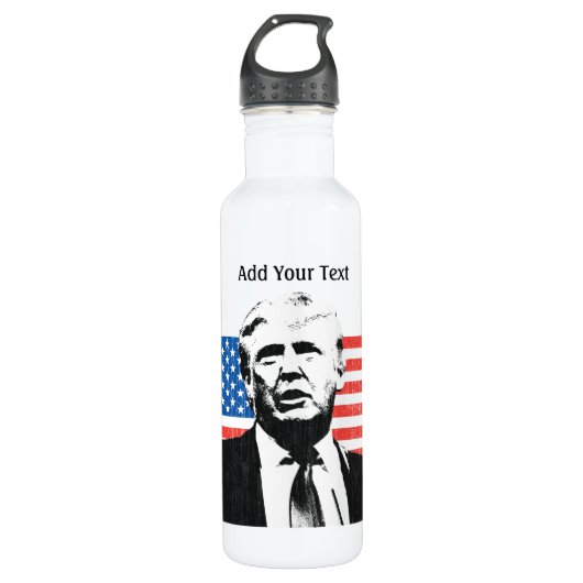 Donald Trump American Flag Custom Text Waterfles (Voorkant)