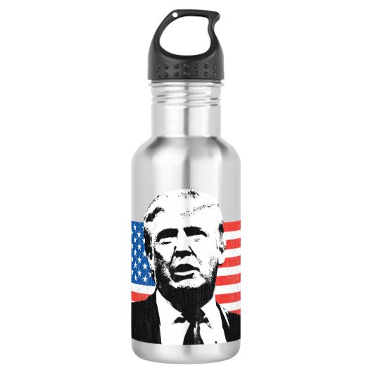Donald Trump American Flag Custom Text Waterfles (Voorkant)