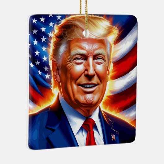 Donald Trump Amerikaanse vlag kerstversiering Keramisch Ornament (Rechts)