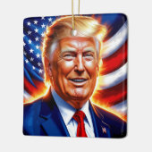 Donald Trump Amerikaanse vlag kerstversiering Keramisch Ornament (Links)