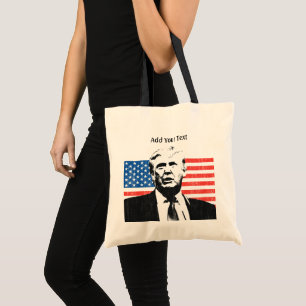 Donald Trump Amerikaanse vlag Voeg tekst toe Tote Bag