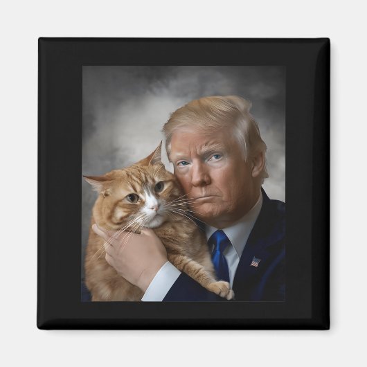 Donald Trump And Cat Funny Trump And Cat, Litical  Magneet (Voorkant)