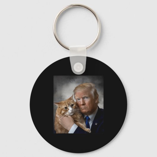 Donald Trump And Cat Funny Trump And Cat, Litical Sleutelhanger (Voorkant)