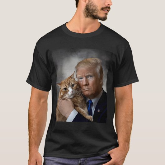 Donald Trump And Cat Funny Trump And Cat, Litical  T-shirt (Voorkant)