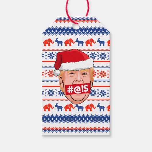 DONALD TRUMP Angry Kerstmis Cadeaulabel (Voorkant)