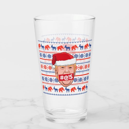 DONALD TRUMP Angry Kerstmis Glas (Achterkant)