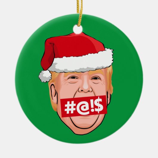 DONALD TRUMP Angry Kerstmis Keramisch Ornament (Voorkant)