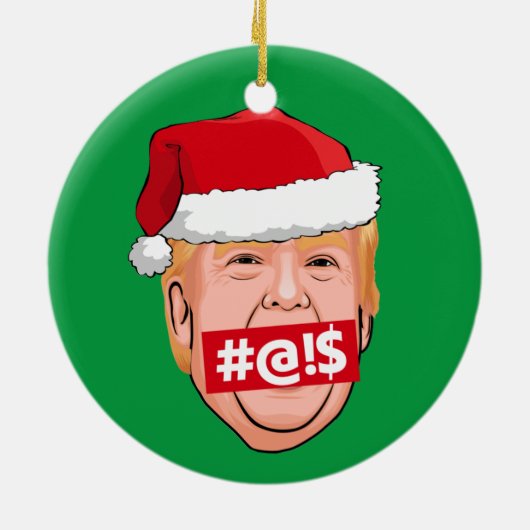 DONALD TRUMP Angry Kerstmis Keramisch Ornament (Achterkant)